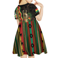 Bolivia Kid Short Sleeve Dress The Llama With Kantuta Over Andean Patterns - Wonder Print Shop