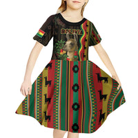 Bolivia Kid Short Sleeve Dress The Llama With Kantuta Over Andean Patterns - Wonder Print Shop