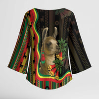 Bolivia Kimono Sleeve Blouse The Llama With Kantuta Over Andean Patterns - Wonder Print Shop