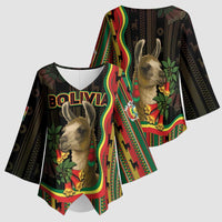 Bolivia Kimono Sleeve Blouse The Llama With Kantuta Over Andean Patterns - Wonder Print Shop