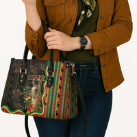 Bolivia Leather Bag The Llama With Kantuta Over Andean Patterns - Wonder Print Shop