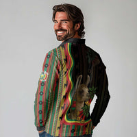 Bolivia Long Sleeve Polo Shirt The Llama With Kantuta Over Andean Patterns - Wonder Print Shop