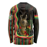 Bolivia Long Sleeve Shirt The Llama With Kantuta Over Andean Patterns - Wonder Print Shop