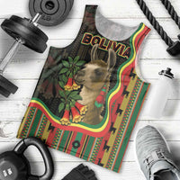 Bolivia Men Tank Top The Llama With Kantuta Over Andean Patterns - Wonder Print Shop