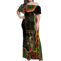 Bolivia Off Shoulder Maxi Dress The Llama With Kantuta Over Andean Patterns - Wonder Print Shop