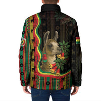 Bolivia Padded Jacket The Llama With Kantuta Over Andean Patterns - Wonder Print Shop