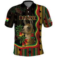 Bolivia Polo Shirt The Llama With Kantuta Over Andean Patterns - Wonder Print Shop