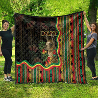 Bolivia Quilt The Llama With Kantuta Over Andean Patterns - Wonder Print Shop