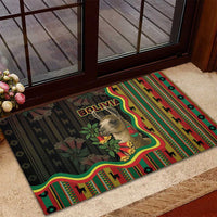 Bolivia Rubber Doormat The Llama With Kantuta Over Andean Patterns - Wonder Print Shop