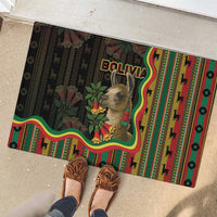 Bolivia Rubber Doormat The Llama With Kantuta Over Andean Patterns - Wonder Print Shop