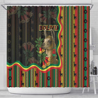 Bolivia Shower Curtain The Llama With Kantuta Over Andean Patterns - Wonder Print Shop