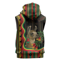 Bolivia Sleeveless Zip Hoodie The Llama With Kantuta Over Andean Patterns - Wonder Print Shop