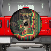 Bolivia Spare Tire Cover The Llama With Kantuta Over Andean Patterns - Wonder Print Shop