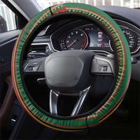 Bolivia Steering Wheel Cover The Llama With Kantuta Over Andean Patterns - Wonder Print Shop
