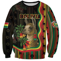 Bolivia Sweatshirt The Llama With Kantuta Over Andean Patterns - Wonder Print Shop