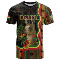 Bolivia T Shirt The Llama With Kantuta Over Andean Patterns - Wonder Print Shop