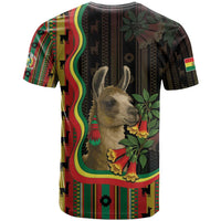 Bolivia T Shirt The Llama With Kantuta Over Andean Patterns - Wonder Print Shop
