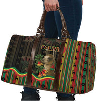 Bolivia Travel Bag The Llama With Kantuta Over Andean Patterns - Wonder Print Shop