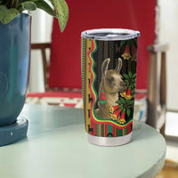 Bolivia Tumbler Cup The Llama With Kantuta Over Andean Patterns - Wonder Print Shop