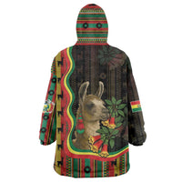 Bolivia Wearable Blanket Hoodie The Llama With Kantuta Over Andean Patterns - Wonder Print Shop