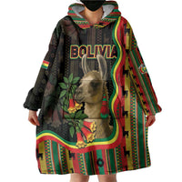 Bolivia Wearable Blanket Hoodie The Llama With Kantuta Over Andean Patterns - Wonder Print Shop