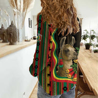 Bolivia Women Casual Shirt The Llama With Kantuta Over Andean Patterns - Wonder Print Shop
