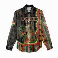 Bolivia Women Casual Shirt The Llama With Kantuta Over Andean Patterns - Wonder Print Shop