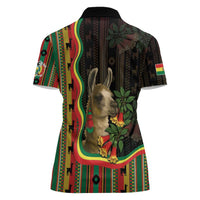 Bolivia Women Polo Shirt The Llama With Kantuta Over Andean Patterns - Wonder Print Shop