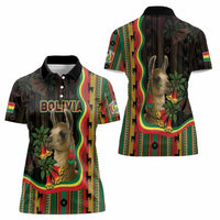 Bolivia Women Polo Shirt The Llama With Kantuta Over Andean Patterns - Wonder Print Shop