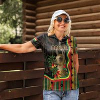 Bolivia Women Polo Shirt The Llama With Kantuta Over Andean Patterns - Wonder Print Shop