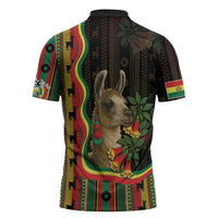 Bolivia Zipper Polo Shirt The Llama With Kantuta Over Andean Patterns - Wonder Print Shop
