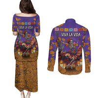 Day Of The Dead Couples Matching Puletasi and Long Sleeve Button Shirt Viva La Vida - Wonder Print Shop