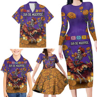 Day Of The Dead Family Matching Long Sleeve Bodycon Dress and Hawaiian Shirt Viva La Vida - Wonder Print Shop