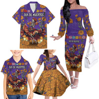 Day Of The Dead Family Matching Off The Shoulder Long Sleeve Dress and Hawaiian Shirt Viva La Vida - Wonder Print Shop
