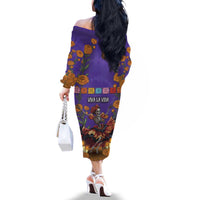 Day Of The Dead Family Matching Off The Shoulder Long Sleeve Dress and Hawaiian Shirt Viva La Vida - Wonder Print Shop