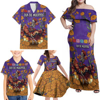 Day Of The Dead Family Matching Off Shoulder Maxi Dress and Hawaiian Shirt Viva La Vida - Wonder Print Shop