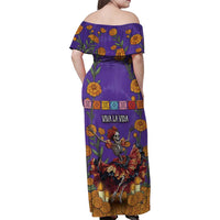 Day Of The Dead Family Matching Off Shoulder Maxi Dress and Hawaiian Shirt Viva La Vida - Wonder Print Shop
