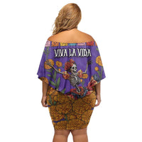 Day Of The Dead Family Matching Off Shoulder Short Dress and Hawaiian Shirt Viva La Vida - Wonder Print Shop