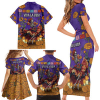 Day Of The Dead Family Matching Short Sleeve Bodycon Dress and Hawaiian Shirt Viva La Vida - Wonder Print Shop