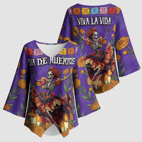 Day Of The Dead Kimono Sleeve Blouse Viva La Vida - Wonder Print Shop