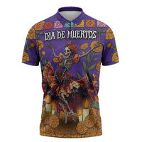 Day Of The Dead Zipper Polo Shirt Viva La Vida - Wonder Print Shop