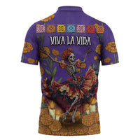 Day Of The Dead Zipper Polo Shirt Viva La Vida - Wonder Print Shop