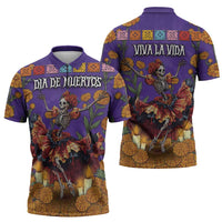 Day Of The Dead Zipper Polo Shirt Viva La Vida - Wonder Print Shop