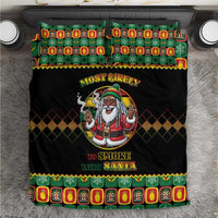 Jamaica Christmas Bedding Set Most Likely To Smoke With Santa - Wonder Print Shop