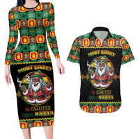 Jamaica Christmas Couples Matching Long Sleeve Bodycon Dress and Hawaiian Shirt Most Likely To Smoke With Santa - Wonder Print Shop
