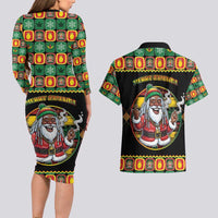 Jamaica Christmas Couples Matching Long Sleeve Bodycon Dress and Hawaiian Shirt Most Likely To Smoke With Santa - Wonder Print Shop