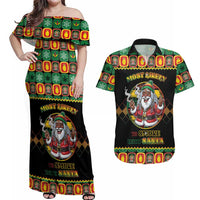 Jamaica Christmas Couples Matching Off Shoulder Maxi Dress and Hawaiian Shirt Most Likely To Smoke With Santa - Wonder Print Shop