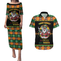 Jamaica Christmas Couples Matching Puletasi and Hawaiian Shirt Most Likely To Smoke With Santa - Wonder Print Shop