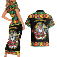 Jamaica Christmas Couples Matching Short Sleeve Bodycon Dress and Hawaiian Shirt Most Likely To Smoke With Santa - Wonder Print Shop
