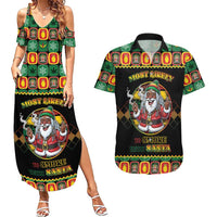 Jamaica Christmas Couples Matching Summer Maxi Dress and Hawaiian Shirt Most Likely To Smoke With Santa - Wonder Print Shop